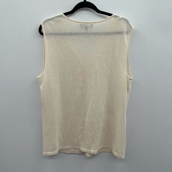 Jones New York cream twist chest linen lightweight classic woman's tank top. 1X - Picture 2 of 8